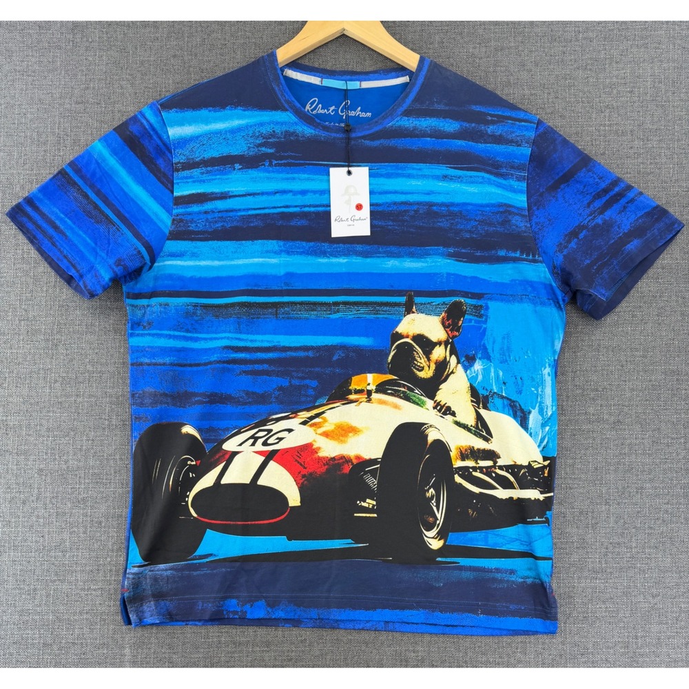 Robert Graham Cruisin Graham Blue Dog Race Car Graphic T-Shirt XL S25717-432